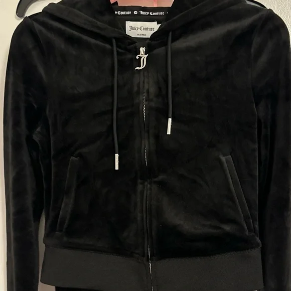 NW/OT! Juicy Couture Velour Black Gemini Track Suit sweatsuit women size X-SMALL - Picture 9 of 12